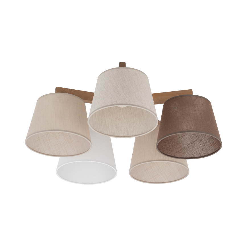 Brilagi - Pintakiinnitteinen kattokruunu LATTE SABIA 5xE27/15W/230V mänty/sekoitus