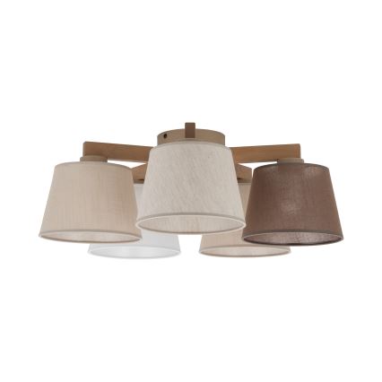 Brilagi - Pintakiinnitteinen kattokruunu LATTE SABIA 5xE27/15W/230V mänty/sekoitus