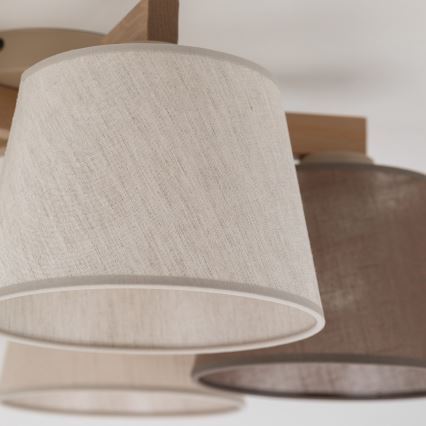 Brilagi - Pintakiinnitteinen kattokruunu LATTE SABIA 5xE27/15W/230V mänty/sekoitus