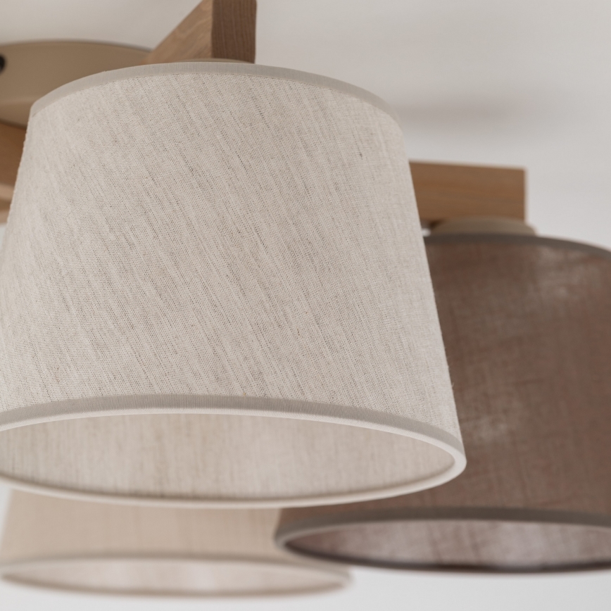 Brilagi - Pintakiinnitteinen kattokruunu LATTE SABIA 5xE27/15W/230V mänty/sekoitus