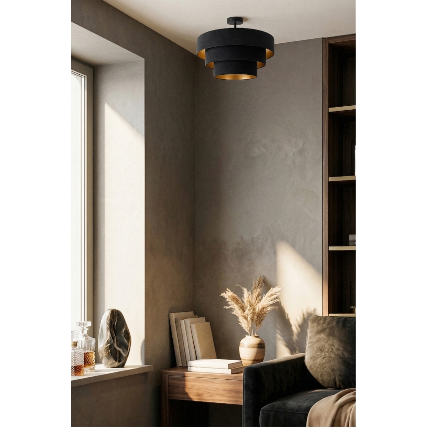 Brilagi - Pintakiinnitteinen kattokruunu LUNETA 1xE27/60W/230V Ø 40 cm musta/kultainen