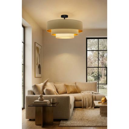 Brilagi - Pintakiinnitteinen kattokruunu LUNETA 3xE27/60W/230V halkaisija 80 cm kerma/kulta