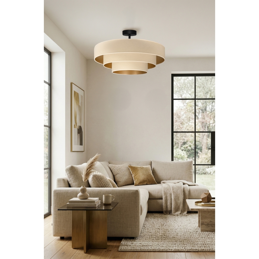 Brilagi - Pintakiinnitteinen kattokruunu LUNETA 3xE27/60W/230V halkaisija 80 cm kerma/kulta