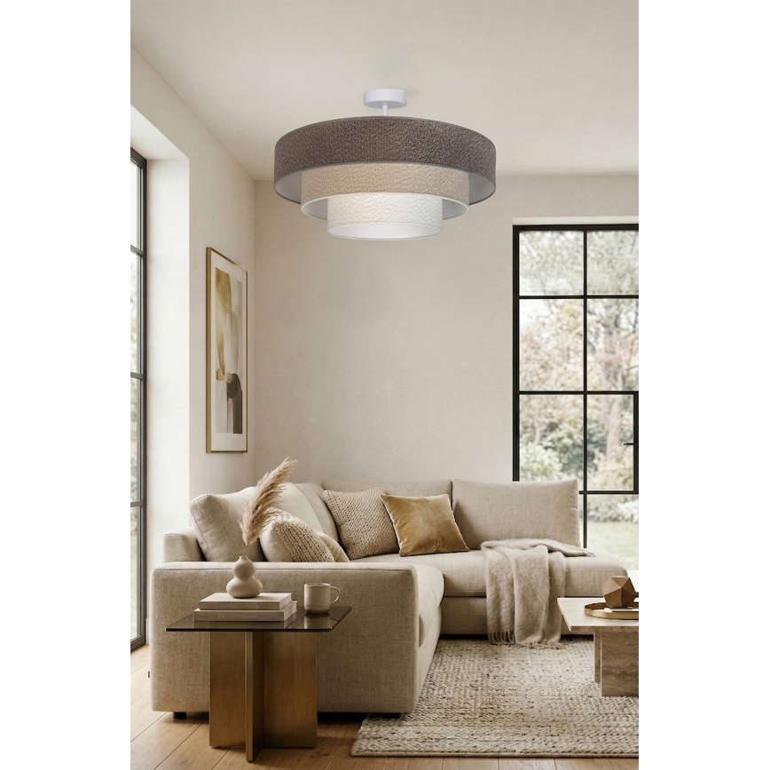 Brilagi - Pintakiinnitteinen kattokruunu LUNETA 3xE27/60W/230V Ø 80 cm harmaa/kerma/valkoinen