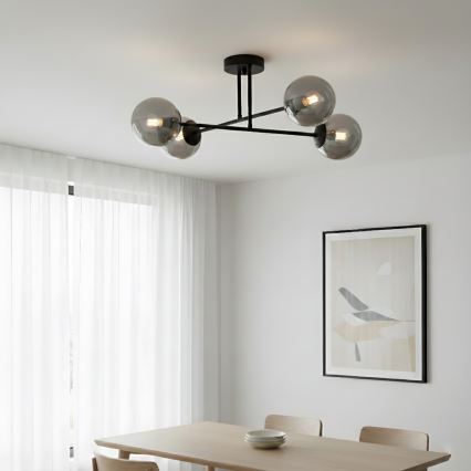 Brilagi - Pintakiinnitteinen kattokruunu MALIVA 4xE14/15W/230V musta/savunharmaa