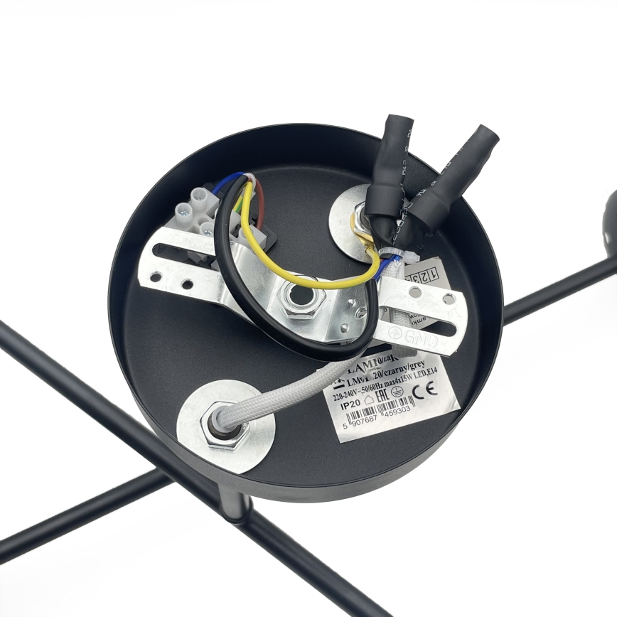 Brilagi - Pintakiinnitteinen kattokruunu MALIVA 4xE14/15W/230V musta/savunharmaa