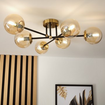 Brilagi - Pintakiinnitteinen kattokruunu MALIVA 6xE14/15W/230V kultainen