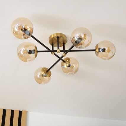 Brilagi - Pintakiinnitteinen kattokruunu MALIVA 6xE14/15W/230V kultainen