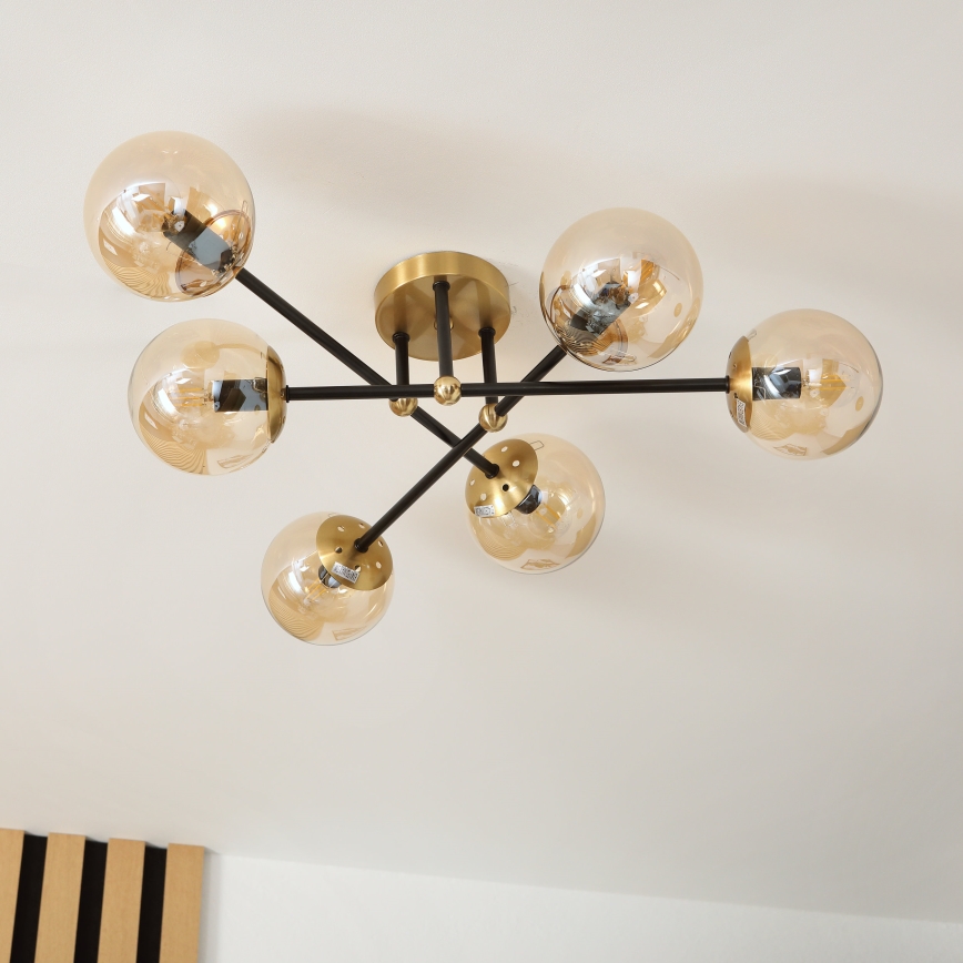 Brilagi - Pintakiinnitteinen kattokruunu MALIVA 6xE14/15W/230V kultainen