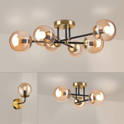 Brilagi - Pintakiinnitteinen kattokruunu MALIVA 6xE14/15W/230V kultainen