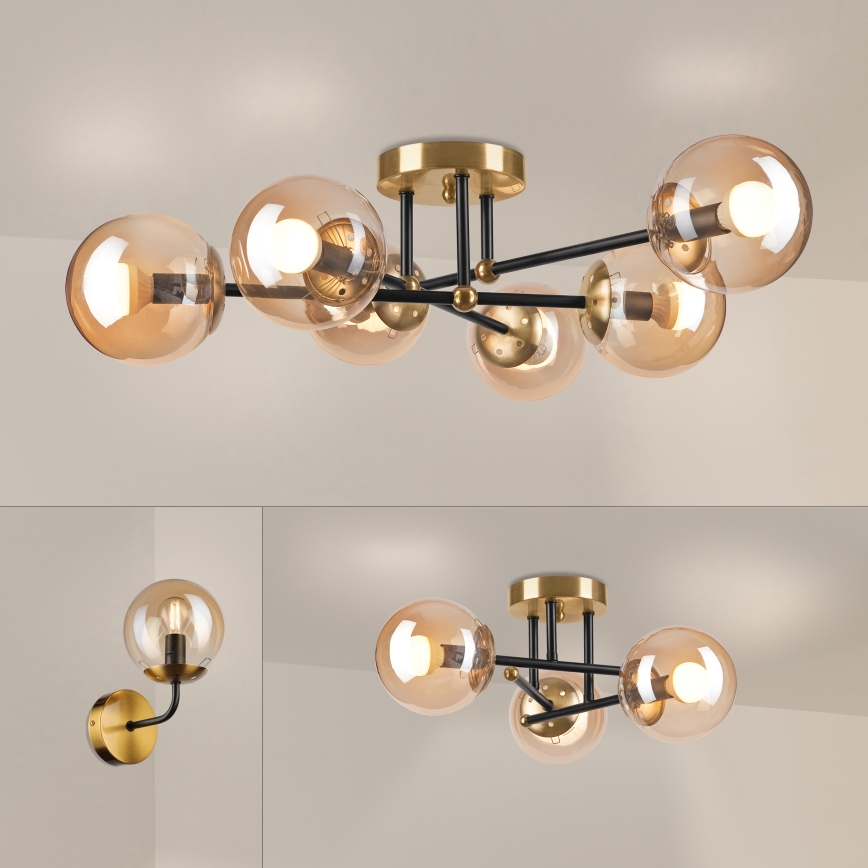 Brilagi - Pintakiinnitteinen kattokruunu MALIVA 6xE14/15W/230V kultainen