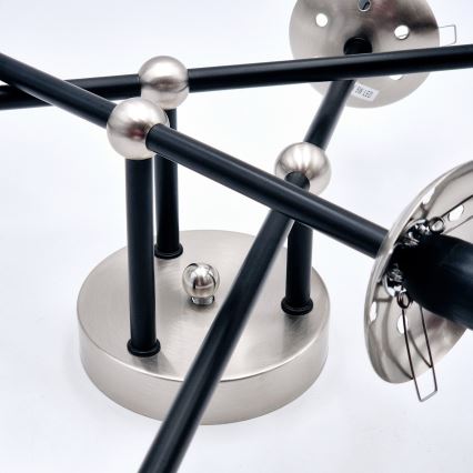 Brilagi - Pintakiinnitteinen kattokruunu MALIVA 6xE14/15W/230V mattakromi/savulasi