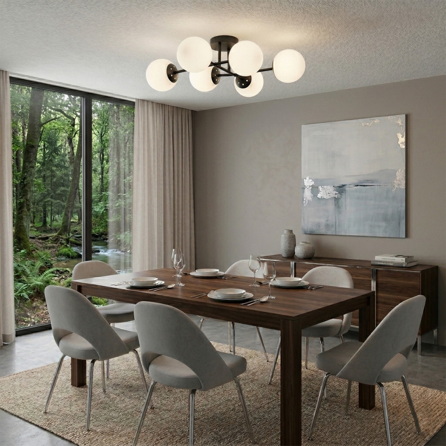 Brilagi - Pintakiinnitteinen kattokruunu MALONY 6xE14/20W/230V musta