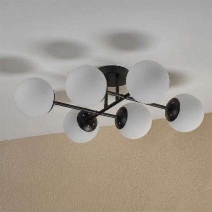 Brilagi - Pintakiinnitteinen kattokruunu MALONY 6xE14/20W/230V musta