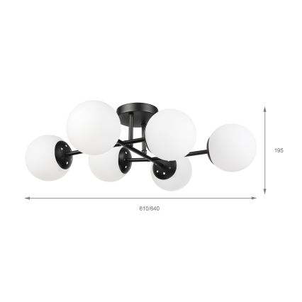 Brilagi - Pintakiinnitteinen kattokruunu MALONY 6xE14/20W/230V musta
