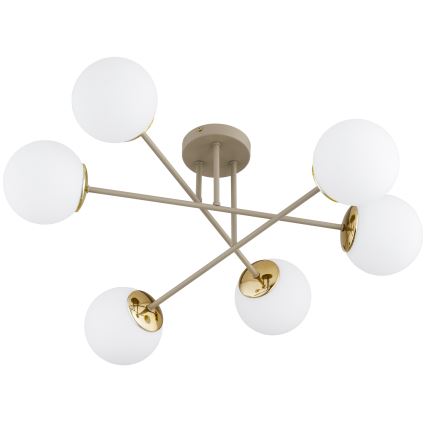 Brilagi - Pintakiinnitteinen kattokruunu MILO 6xE27/60W/230V beige/kultainen