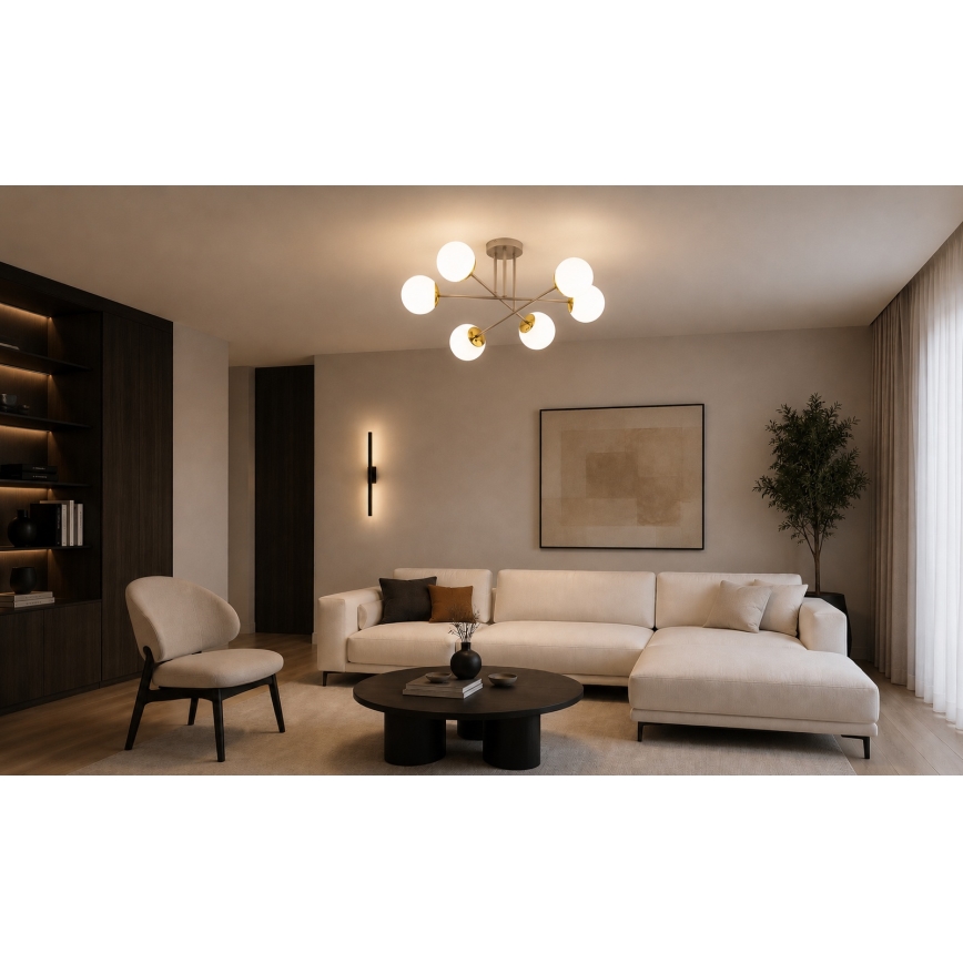 Brilagi - Pintakiinnitteinen kattokruunu MILO 6xE27/60W/230V beige/kultainen