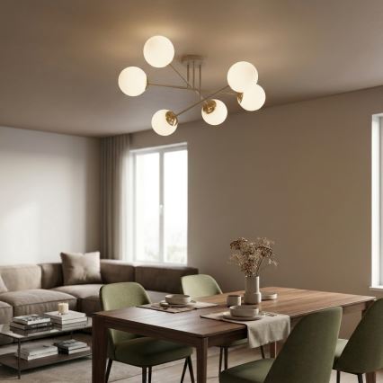Brilagi - Pintakiinnitteinen kattokruunu MILO 6xE27/60W/230V beige/kultainen