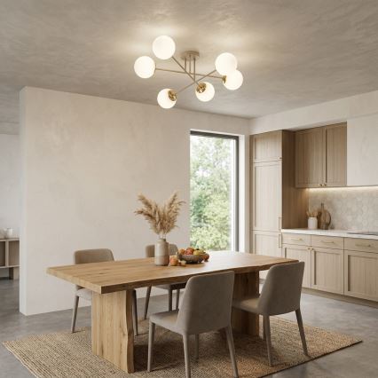 Brilagi - Pintakiinnitteinen kattokruunu MILO 6xE27/60W/230V beige/kultainen