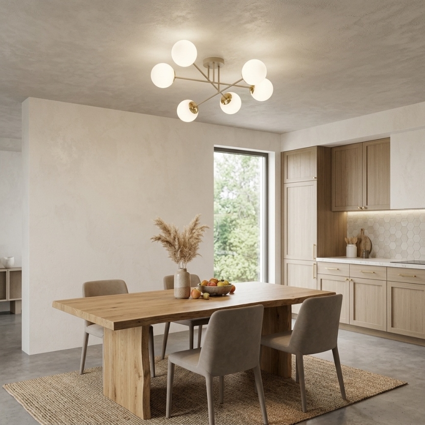 Brilagi - Pintakiinnitteinen kattokruunu MILO 6xE27/60W/230V beige/kultainen