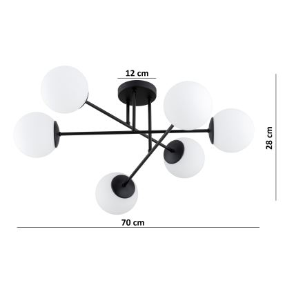 Brilagi - Pintakiinnitteinen kattokruunu MILO 6xE27/60W/230V musta