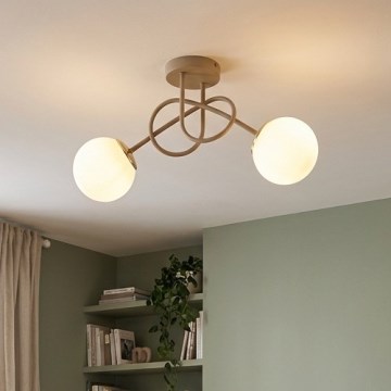 Brilagi - pintakiinnitteinen kattokruunu MILO ECRU 2xE27/60W/230V beige/kulta