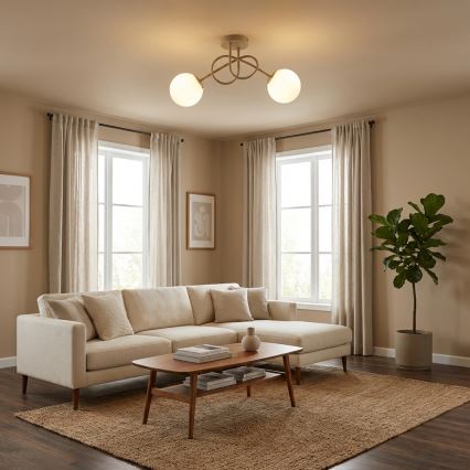 Brilagi - pintakiinnitteinen kattokruunu MILO ECRU 2xE27/60W/230V beige/kulta