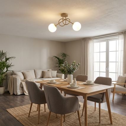 Brilagi - pintakiinnitteinen kattokruunu MILO ECRU 2xE27/60W/230V beige/kulta