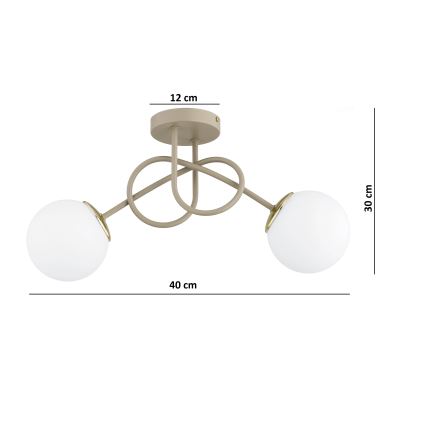 Brilagi - pintakiinnitteinen kattokruunu MILO ECRU 2xE27/60W/230V beige/kulta
