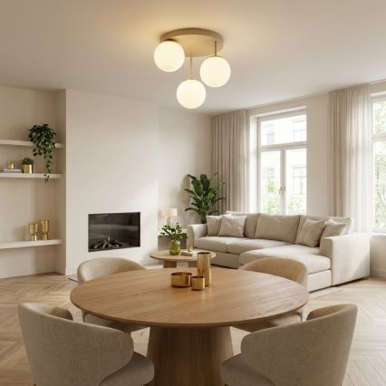 Brilagi - Pintakiinnitteinen kattokruunu MILO ECRU 3xE27/60W/230V beige/kulta