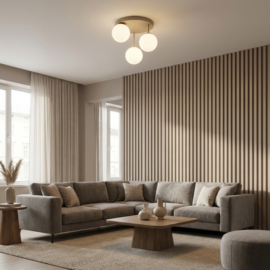 Brilagi - Pintakiinnitteinen kattokruunu MILO ECRU 3xE27/60W/230V beige/kulta
