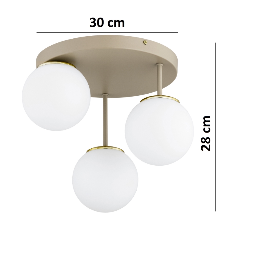 Brilagi - Pintakiinnitteinen kattokruunu MILO ECRU 3xE27/60W/230V beige/kulta