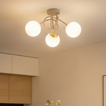 Brilagi - Pintakiinnitteinen kattokruunu MILO ECRU 3xE27/60W/230V beige/kulta
