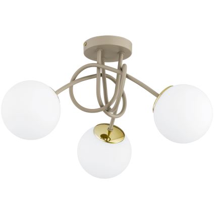 Brilagi - Pintakiinnitteinen kattokruunu MILO ECRU 3xE27/60W/230V beige/kulta