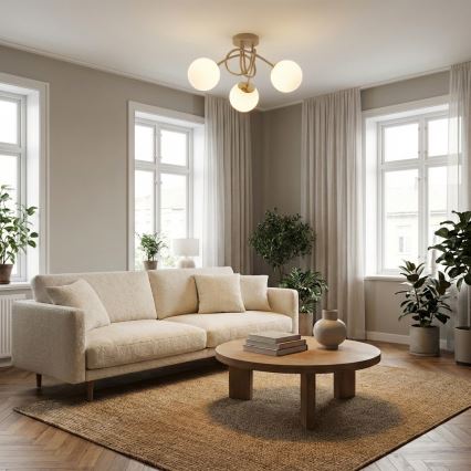 Brilagi - Pintakiinnitteinen kattokruunu MILO ECRU 3xE27/60W/230V beige/kulta