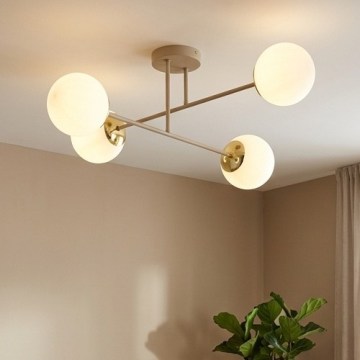 Brilagi - Pintakiinnitteinen kattokruunu MILO ECRU 4xE27/60W/230V beige/kulta