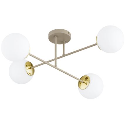 Brilagi - Pintakiinnitteinen kattokruunu MILO ECRU 4xE27/60W/230V beige/kulta