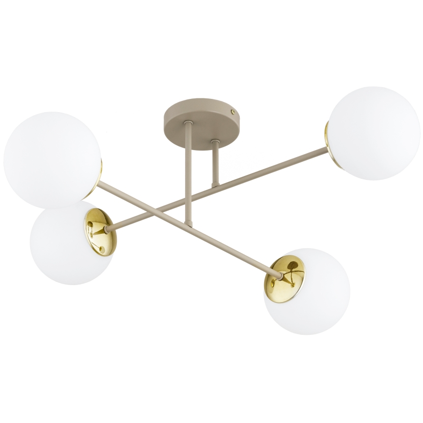 Brilagi - Pintakiinnitteinen kattokruunu MILO ECRU 4xE27/60W/230V beige/kulta