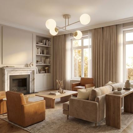 Brilagi - Pintakiinnitteinen kattokruunu MILO ECRU 4xE27/60W/230V beige/kulta