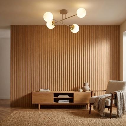 Brilagi - Pintakiinnitteinen kattokruunu MILO ECRU 4xE27/60W/230V beige/kulta