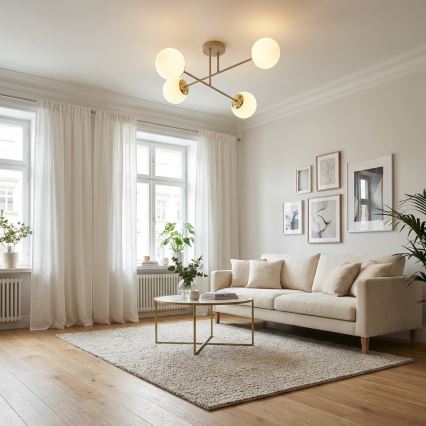 Brilagi - Pintakiinnitteinen kattokruunu MILO ECRU 4xE27/60W/230V beige/kulta
