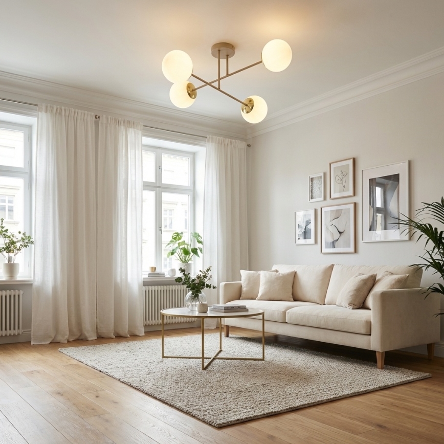 Brilagi - Pintakiinnitteinen kattokruunu MILO ECRU 4xE27/60W/230V beige/kulta