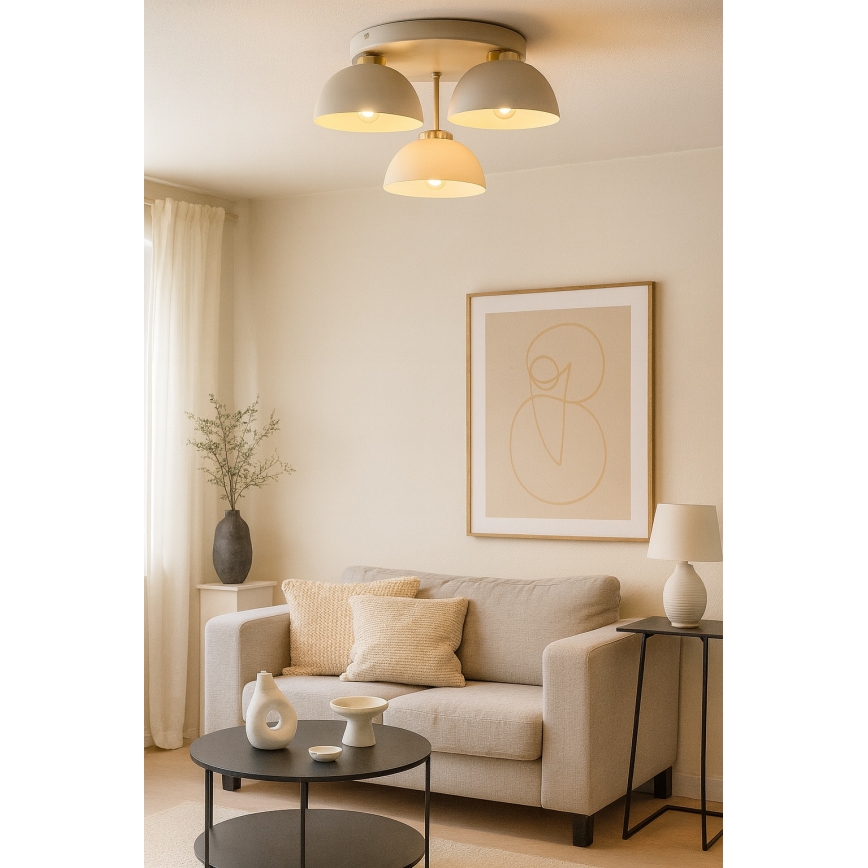 Brilagi - pintakiinnitteinen kattokruunu MOON 3xE27/60W/230V beige/kulta