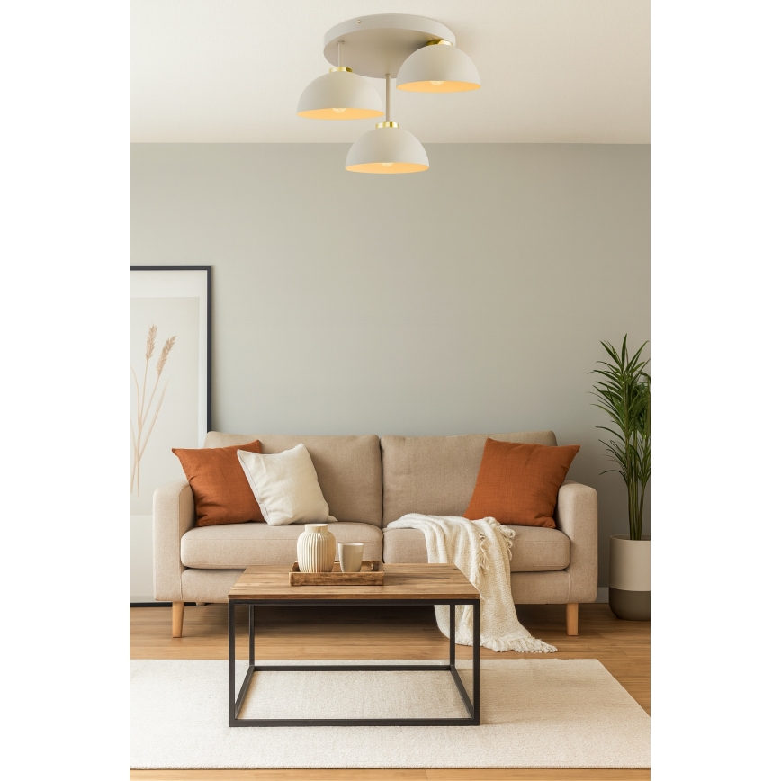 Brilagi - pintakiinnitteinen kattokruunu MOON 3xE27/60W/230V beige/kulta