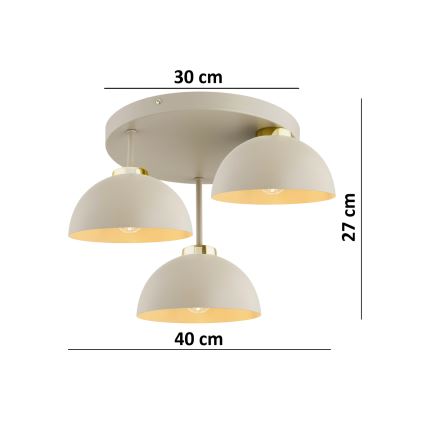 Brilagi - pintakiinnitteinen kattokruunu MOON 3xE27/60W/230V beige/kulta