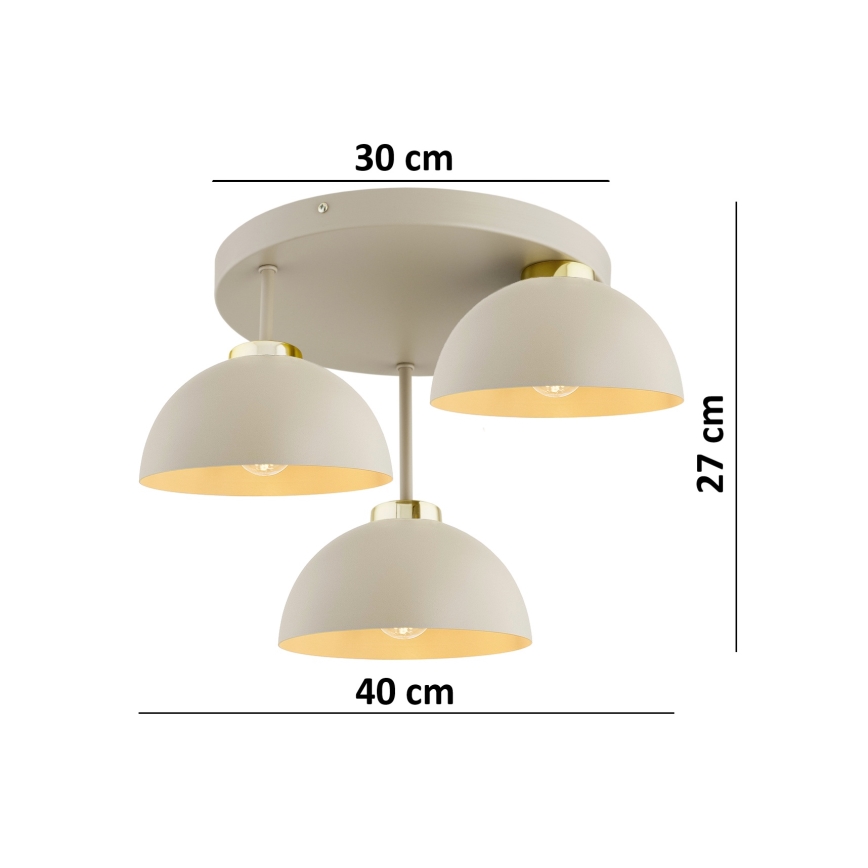 Brilagi - pintakiinnitteinen kattokruunu MOON 3xE27/60W/230V beige/kulta