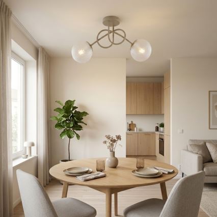 Brilagi - Pintakiinnitteinen kattokruunu STELLA 2xE27/60W/230V beige/kulta