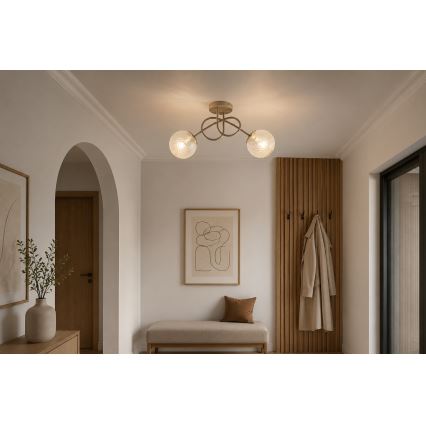 Brilagi - Pintakiinnitteinen kattokruunu STELLA 2xE27/60W/230V beige/kulta