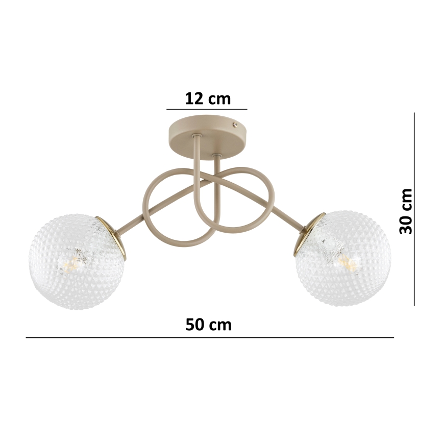 Brilagi - Pintakiinnitteinen kattokruunu STELLA 2xE27/60W/230V beige/kulta