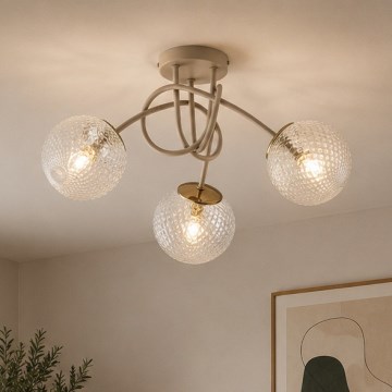 Brilagi - Pintakiinnitteinen kattokruunu STELLA 3xE27/60W/230V beige/kultainen